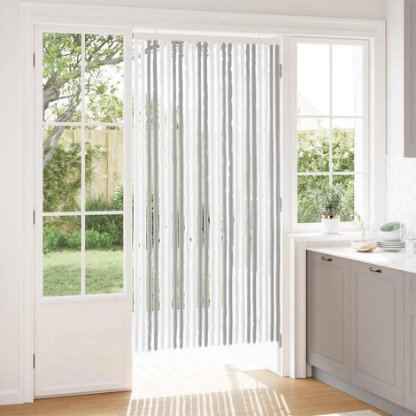vidaXL Rideau anti-insectes en chenille Gris clair et blanc (1/5)