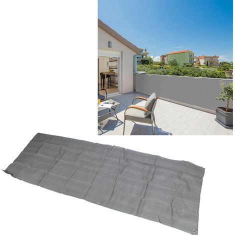 Filet d'intimité 0,9 x 5 m pour balcon, filet de sécurité, filet pare-soleil, voile d'ombrage à boucle, filet de protection solaire, gris clair (1/5)