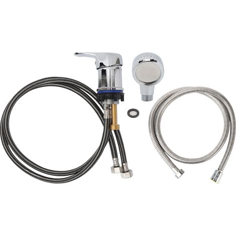 Robinet de Lavabo Shampoing, Mitigeur Eau Chaude Froide pour Salon Coiffure, Kit avec Tuyau Robinet 70cm et Flexible Doux 120cm (1/5)
