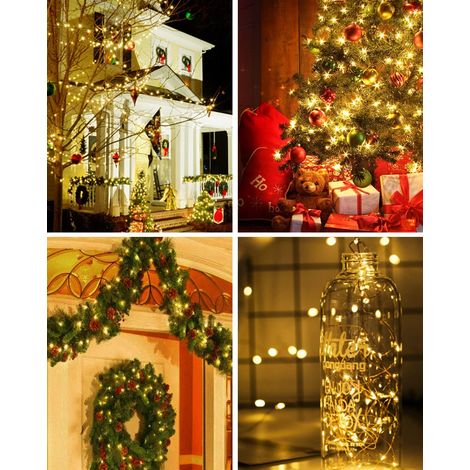 ZOLGINAH Guirlande Lumineuse, Girlande de Lumière 5M 50LED Guirlandes Lumineuses Piles Mini Led Intérieur Girlande de Lumière Decoration pour Chambre Noël Mariage Soirée Maison Jardin, Blanc Chaud [Cl (1/5)