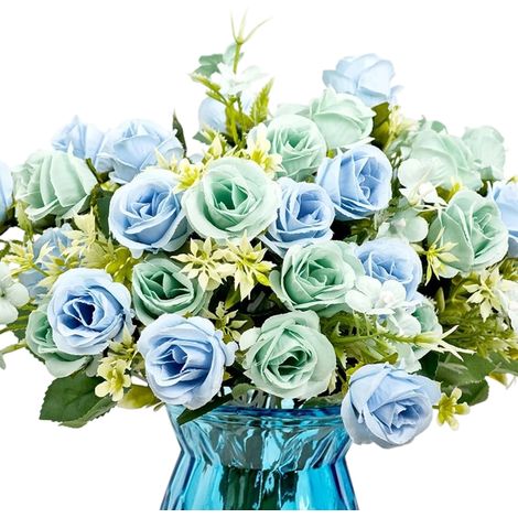10 têtes bouquet de roses artificielles, design réaliste, fleurs décoratives parfumées, pour mariage et décoration intérieure (1/5)