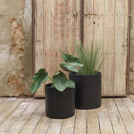 HORTENSIA 80 Macetero Grande y Redondo de Interior y Exterior Para Plantas y Flores Muy Resistente al Paso del Tiempo. Hecho de Polietileno en España - Antracita