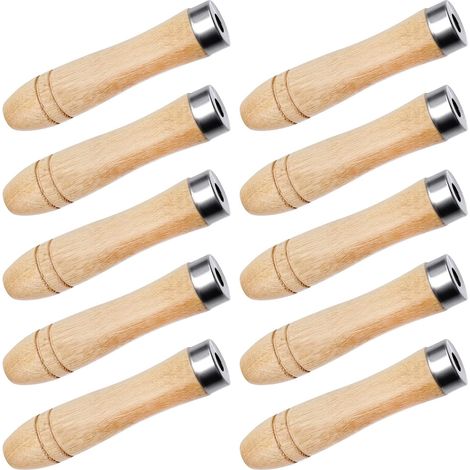 10 pièces Poignée de Fichier en Bois avec Colliers en Métal, Manche et Poignée de Dossier en Bois pour Lime et Outil de Coupe de Fichier Manuel (1/5)