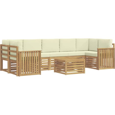 Outdoor Sofa Set with Cushion 8 pcs White and Cream Polyester vidaXL (1/5)