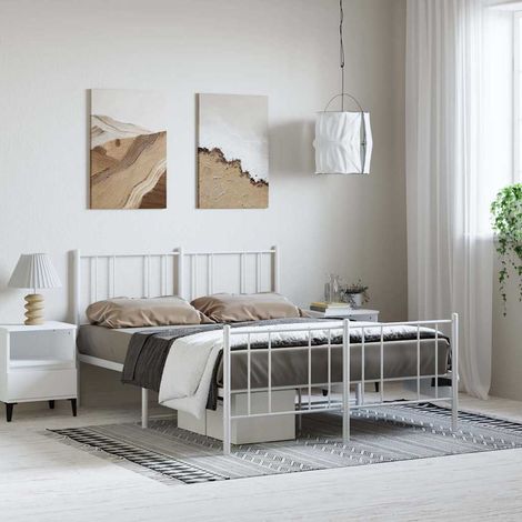 Estructura cama sin colchón con estribo metal blanco 150x200 cm vidaXL (1/5)