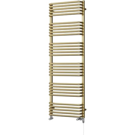 Crossmoor - Brushed Brass Dual Fuel Towel Rail H1533mm x W500mm Standard (1/3)