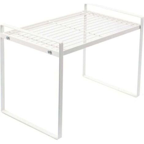 Etagere Placard, étagère Cuisine, 1 pièce Rangement Cuisine Placard, Fabriqué en métal, Garde-Corps surélevé, Durable, Bonne capacité de Charge, pour Cuisine, Armoire (21 x 33 x 24cm, blanc) (1/5)