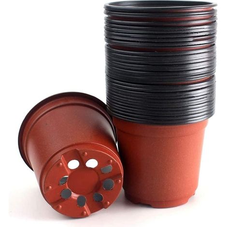 Lot de 50 pots de pépinière en plastique 8 cm, godets pour semis et boutures de fleurs – Léger, réutilisable, drainage optimal–DELKEVIC (1/3)