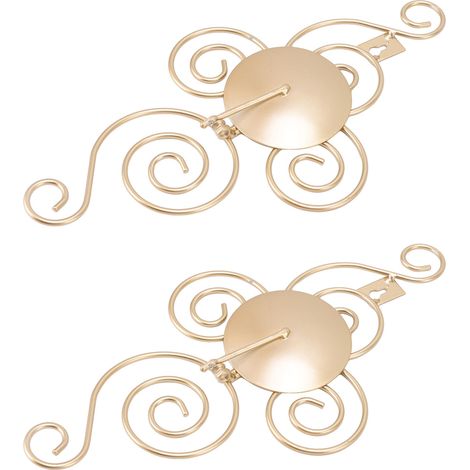 Lot de 2 bougeoirs muraux pliables de style européen en fer forgé à motif tourbillonnant, décoration intérieure dorée (1/5)