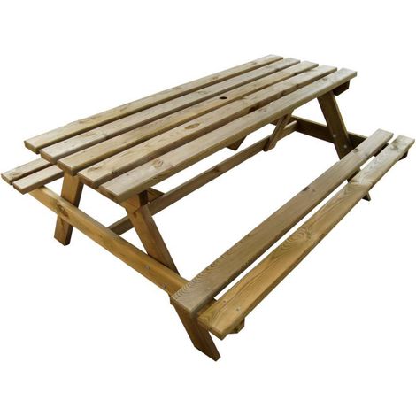 TAVOLO CON PANCHE PIC NIC LEGNO ESTERNO GIARDINO TAVOLI 170x140x71cm