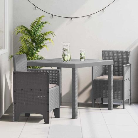 Garden Dining Set 3 pcs Light Grey Polt rattan vidaXL (1/5)