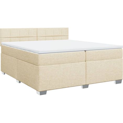 Maison Exclusive - Giroletto a Molle con Materasso Crema 200x200 cm in Tessuto