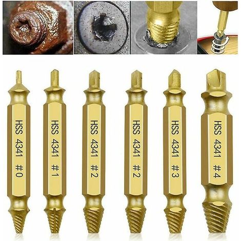 6pcs Drill Chuck Broken Screw Extractor Kit Damaged Screw Extractor Kit Screw Head Extractors Damaged Screw Extractor and Bolt Extractor for Removing Broken Screw