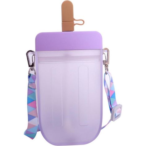 Cute Water Bottle Leakproof Plastic Popsicle Cup with Lanyard Drinking Cup for Adults Children