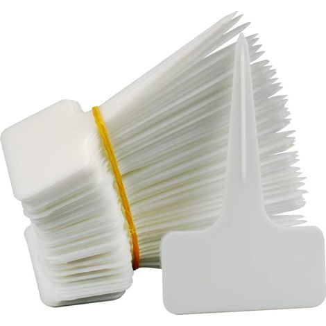 100 Pcs Dicken Kunststoff Marker Anlage Etiketten Schwarz T Typ Garten Anlage Tags Wasserdicht (1/3)