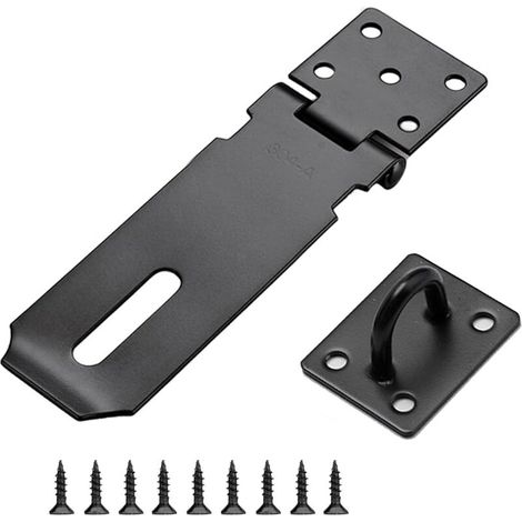 Cadenas à boucle en acier inoxydable avec serrure à vis pour armoires, portes, coffres et tiroirs (noir, 5 pouces) (1/5)