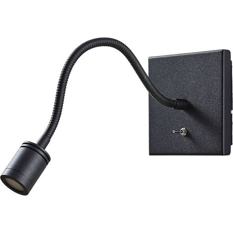 Lindby – Applique murale LED en métal noir 11cm – Bras flexible pour lecture – Installation facile – Éclairage moderne chambre