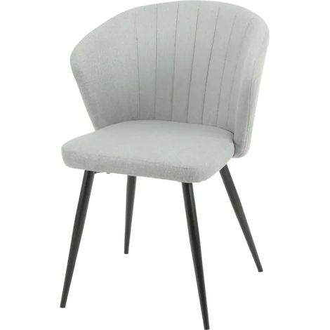 Set 2 Sedie da Interno Imbottite in Tessuto Grigio Chiaro Gambe Nere