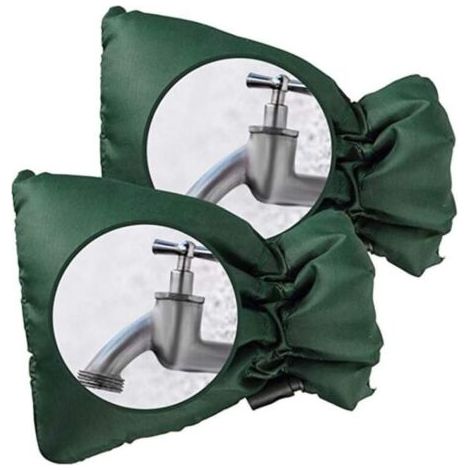 Lot de 2 housses de protection pour robinet extérieur - Protection épaisse pour robinet extérieur contre le gel - Imperméable - Vert, 21 x 17 cm (1/4)
