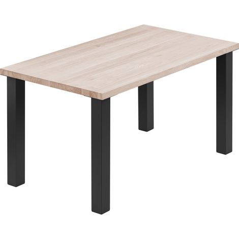 LAMO Manufaktur Esstisch Küchentisch, 100x80x76 cm (AxBxH), Classic, Roh / Schwarz, LUG-01-A-001-9005Cl