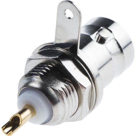Connecteur coaxial RS PRO Femelle Droit, raccordement A souder 75O Montage panneau ( Prix pour 1 ) (1/2)