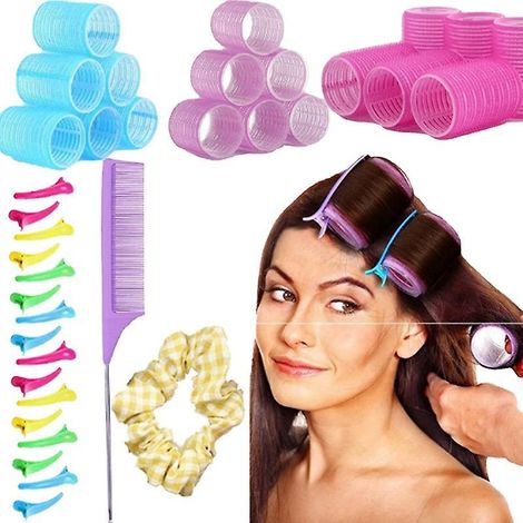 ensemble De 36 Fers Friser, Fers Friser Auto-adhsifs Klettwickler Professionnels - Fers Friser Collants Pour Salon De Coiffure (1/5)