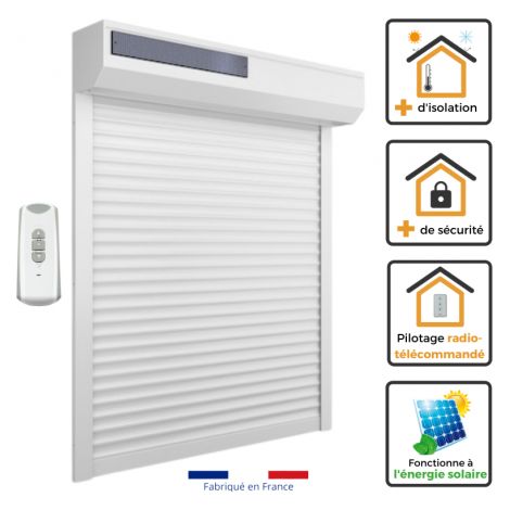 Volet Roulant solaire alu H170 cm x L150 cm Alu Blanc (1/3)