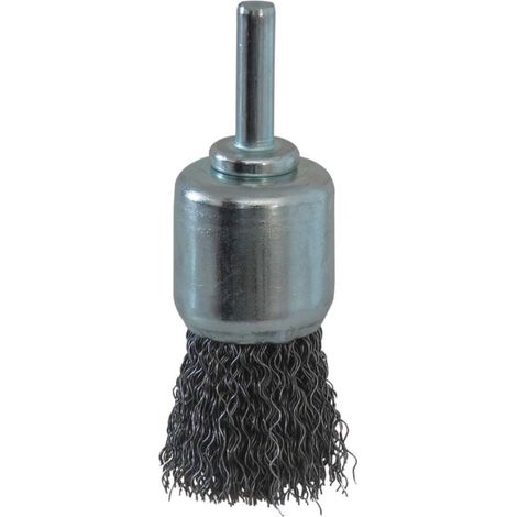 Brosse pinceau sur tige 6mm fil acier ondulé 25mm