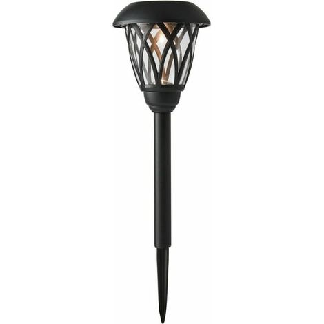 Lampe solaire LED noire en treillis avec lentille en verre pour allée paysagère-AquaForge