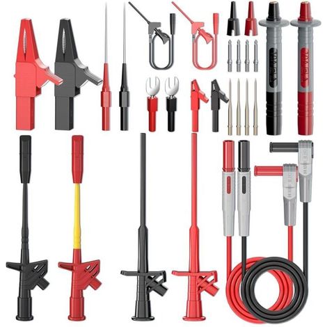 ALLIANDISKit de 28 fils de test multimètre avec pinces crocodiles, sondes de test flexibles haute tension, clip de test de perage d'isolation, sondes tranchantes de précision remplaables multifonction