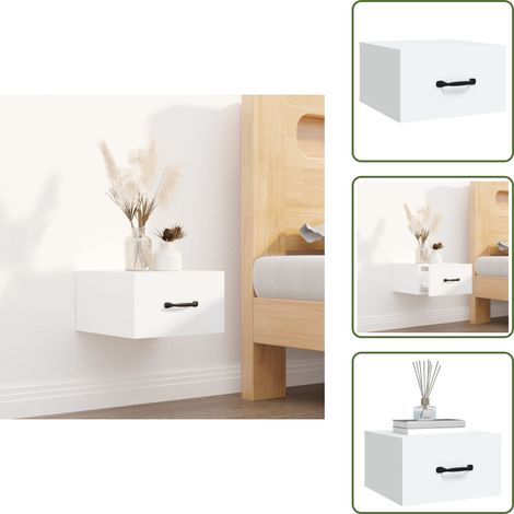 The Living Store Mesita de noche de pared blanco 35x35x20 cm - Mesita de pared