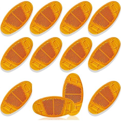 Réflecteurs pour rayons de vélo, lot de 12, jaunes, pour vélos de route et VTT. Accessoire de sécurité pour la conduite de nuit. (1/5)