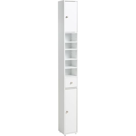 Standing Bathroom Cabinet MDF 180 x 20 cm with 8 Shelves Drawer Modern CUICOCHA (1/5)