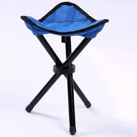 Tabouret de camping pliant - Chaise triangulaire portable, capacité 100 kg, 22 x 22 x 31 cm, bleu (1/5)