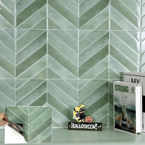 Carreaux adhésifs 3D pour cuisine, carrelage mural autocollant 3D, carrelage à chevrons pour cuisine et salle de bain, 10 feuilles (1/5)