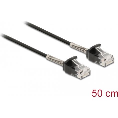 Delock Cable RJ45 macho a RJ45 macho con protecciÃ³n contra dobleces Cat.6A 50 cm negro