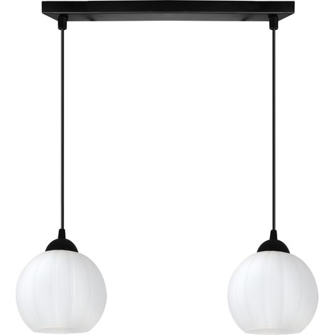 Lampada a sospensione Costa nera, 2 lampadine a sfera bianca, attacco E27 (1/5)