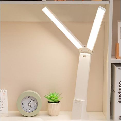 lampe De Bureau De Lecture Pour Enfants  Double Led - Blanc, Bureau  Domicile, Petite Lampe De Bureau Portable, Grande Plage D'clairage, Lampe De (1/5)