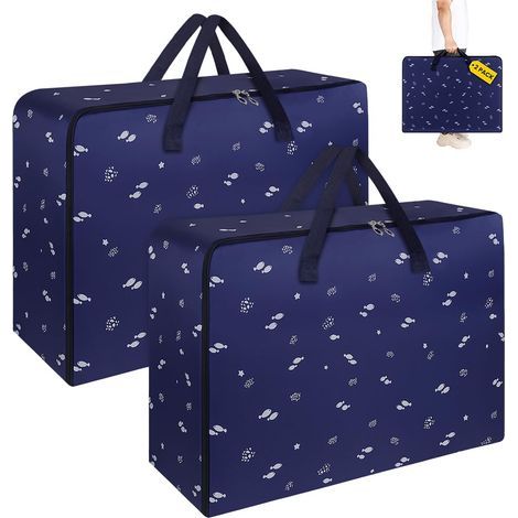 Lot de 2 Grand Sac Rangement Oxford, 105 L Sac Demenagement Grand Format Rangement, Sac de Rangement Résistant, avec Poignées Renforcées, Pour Oreillers, Édredons, Couvertures,et Déménagement (1/5)