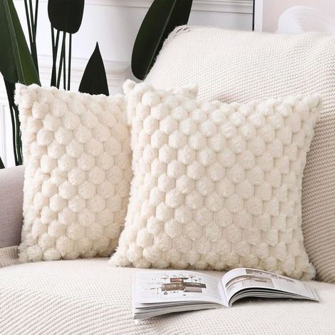 Set di 2 federe in pelliccia sintetica super morbide, moderne federe decorative per cuscini da camera da letto (1/4)