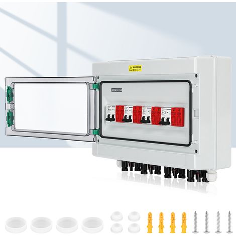 Jiubiaz Solar Anschlusskasten DC 4-Strings Überspannungsschutz PV 1000V 32A Photovoltaik IP65 Generatoranschlusskasten 18-Module Solarstecker PV-Anlage (1/5)