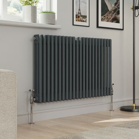 Warmehaus Traditional Triple Column Anthracite Radiator Cast Iron Style Radiators 600x1012mm