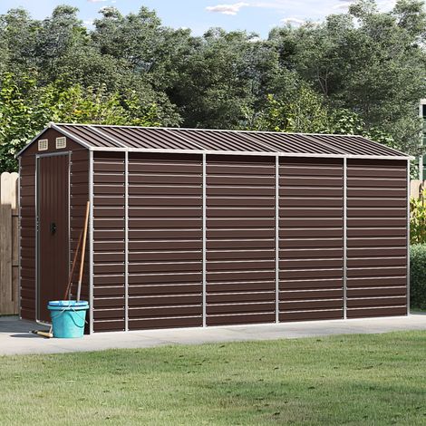 Abri de jardin-Remise Cabane pour outils marron 191 x 385 x 198 cm en acier galvanisé (1/5)