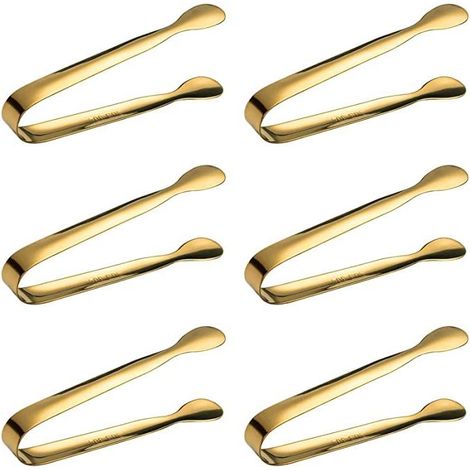 6 Pièces Mini Pince à Glace Pince à Sucre en Acier Inoxydable, Pince à Bonbon Candy Bar Doré ,Pince de Service, Petite Pince de Cuisine Multifonctions pour Cuisine, Café, Fête, Bar et Buffet (1/5)