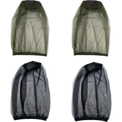 Lot de 4 moustiquaires, protège-cou, filet facial, housse de masque, housse en maille pour insectes et mouches, équipement de pêche en plein air. (1/5)