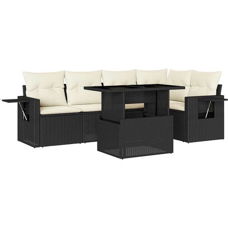 Maison Exclusive - Set de sofás de jardín 6 piezas y cojines ratá (1/5)