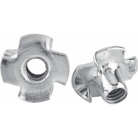 Ecrous en T 4 Griffes en Acier Zingué pour Travail du Bois Meubles(M6 x 50pcs) (1/4)