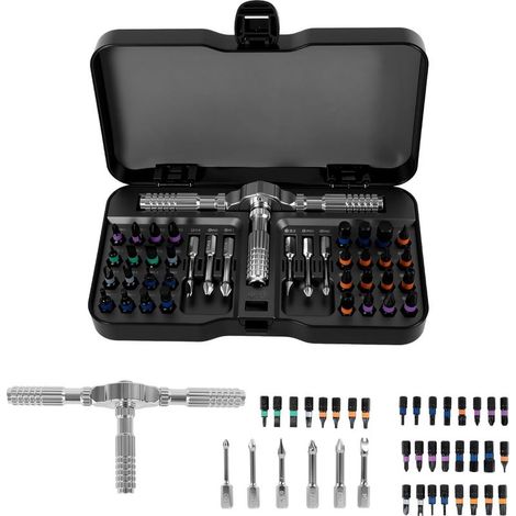 40-in-1 Ratschen Schraubendreher Set Magnetisch Feinmechaniker Werkzeug Set mit Abnehmbarem T-Griff Zweiwege Feinmechaniker Schraubendreher für Möbel Elektronik Fahrrad DIY (1/5)