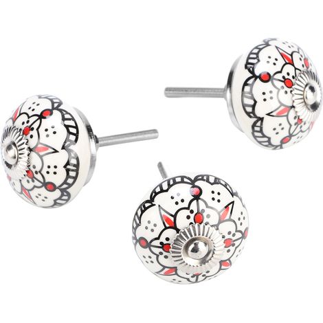 Lot de 3 poignées de porte en céramique porcelaine pour tiroirs, placards et armoires (5) (1/5)