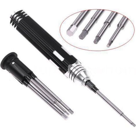 Tournevis Hexagonal - 4 Pointes 1.5 mm 2.0 mm 2.5 mm 3.0 mm - Pour Modeles Rc Helicopteres Avions Voitures Bateaux - Lot De 2 (1/4)